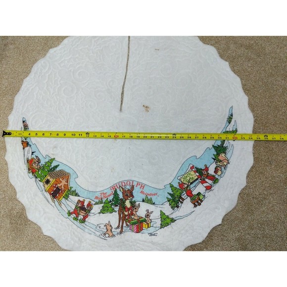 Robert May Rudolph The Red Nosed Reindeer Christmas Tree Skirt Applause Felt VTG - Picture 6 of 7